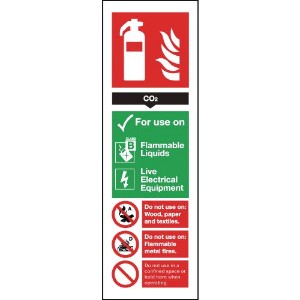 300x100mm CO2 Extinguisher For Use On - Self Adhesive