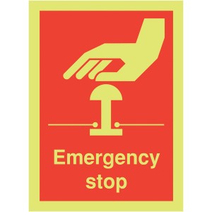 100x75mm Emergency Stop - Nite Glo Rigid