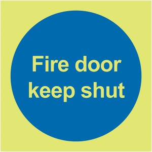100x100mm Fire Door Keep Shut - Nite Glo Self Adhesive