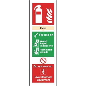 300x100mm Foam Extinguisher For Use On - Self Adhesive