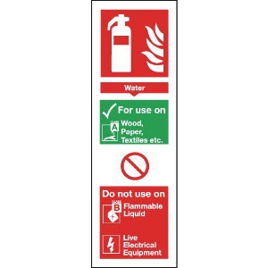 300x100mm Water Extinguisher For Use On - Self Adhesive