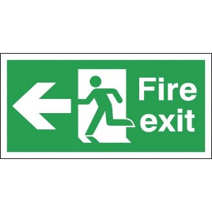 150x300 Fire Exit Running Man Arrow Left - Self Extinguishing 