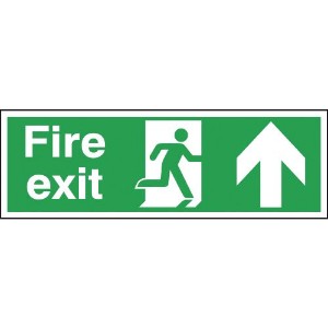 150x450mm Fire Exit Running Man Arrow Up - Self Adhesive