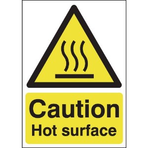 100x75mm Caution Hot Surface - Magnetic