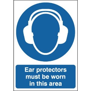 297x210mm Ear protectors must be worn in this area - Rigid