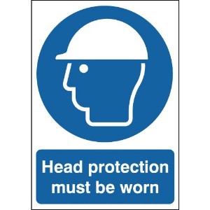 210x148mm Head Protection Must Be Worn - Rigid