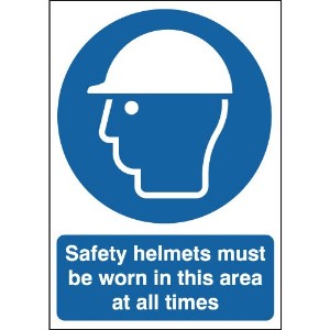 297x210mm Safety Helmets Must Be Worn In This Area At All Times - Rigid