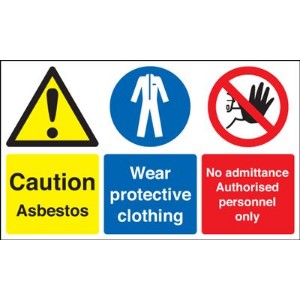 300x500mm Caution Asbestos Wear Protective Clothing No Admittance Authorised - Rigid
