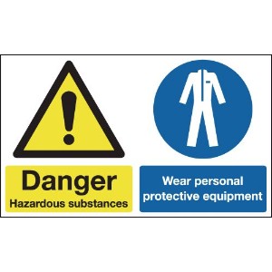 150x300mm Danger Hazardous Substances Wear Personal Protective Equipment - Rigid