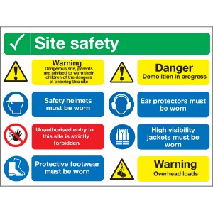600x800mm Site Safety Dangerous Site Personal Protective Equipment Site Safety Board