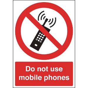 210x148mm Do Not Use Mobile Phones - Rigid