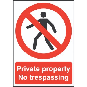 210x148mm Private Property No Trespassing - Rigid