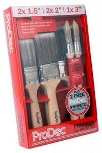Set of 6 DecorEase® Premium Synthetic Decorators Paint Brushes - 2x38mm, 2x50mm, 1x75mm
