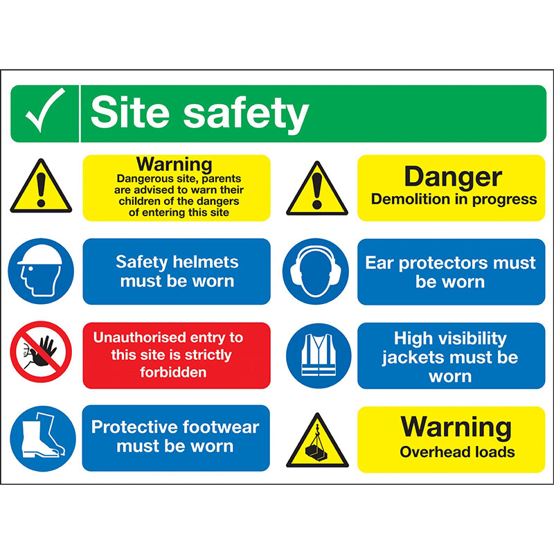 600x800mm SITE SAFETY Visitor Instructions Sign Rigid