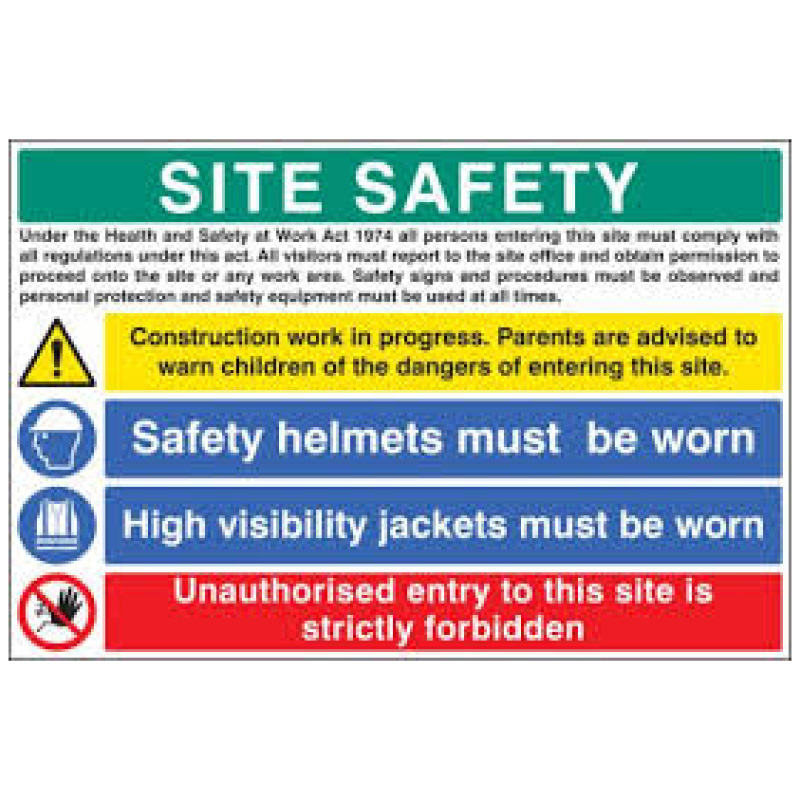 600x900mm SITE SAFETY Danger and Instructions Sign - Rigid