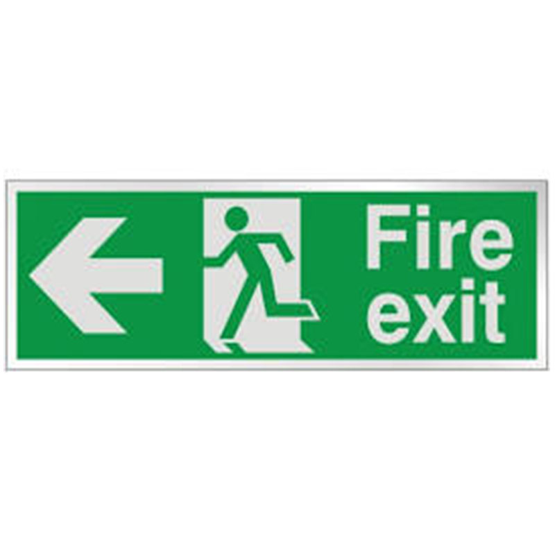 150x300mm Fire Exit Running Man Arrow Left - Self Adhesive