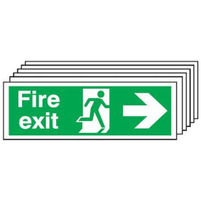 150x300mm Fire Exit Running Man Arrow Right - Self Adhesive