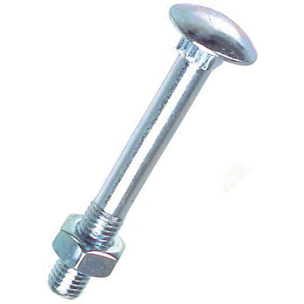M12 X 200mm Cup Square Bolt & Nut Hex Carriage Coach Screw Fixing Bzp Pack 5