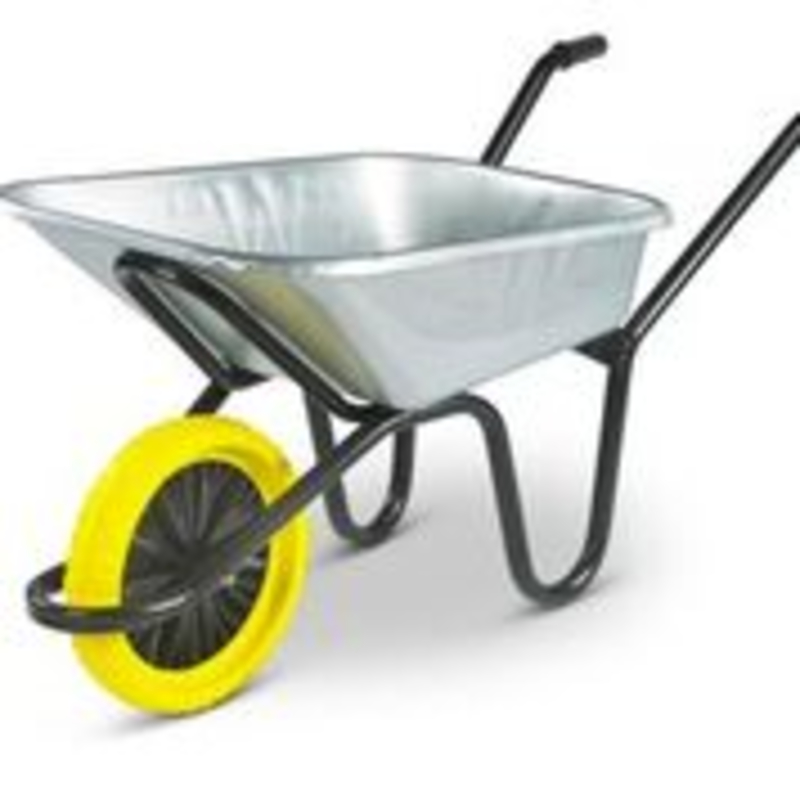 BLACK LARGE 110 LITRE WHEELBARROW WITH 14" PUNCTURE PROOF WHEEL 