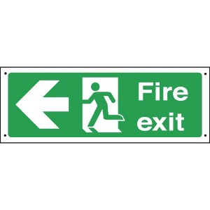 150x450mm Fire exit arrow left Vandal resistant sign