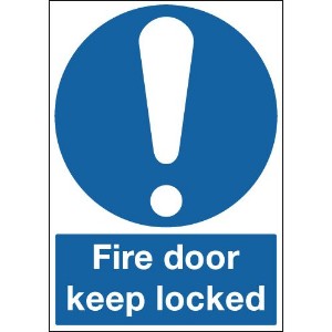 100x75mm Fire Door Keep Locked - Rigid