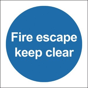 100x100mm Fire Escape Keep Clear - Self Adhesive