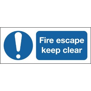 210x148mm Fire Escape Keep Clear - Self Adhesive