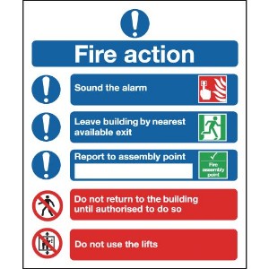 210x148mm Fire Action Notice (Symbolised) - Rigid