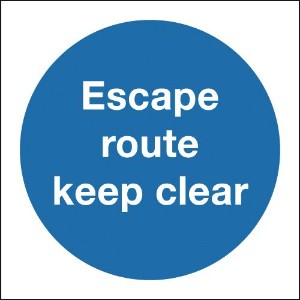 150x150mm Escape Route Keep Clear - Rigid