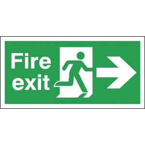 150x450mm Fire Exit Running Man Arrow Right - Self Adhesive