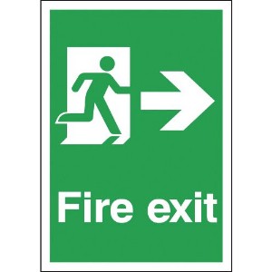 297x210mm Fire Exit Running Man Right - Rigid