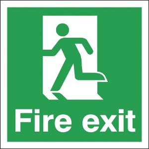 150x150mm Fire Exit Running Man Left - Rigid