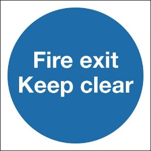 150x150mm Fire Exit Keep Clear - Self Adhesive