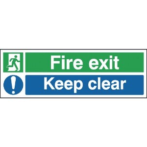 150x300mm Fire Exit Keep Clear - Rigid