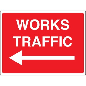 450x600mm Works Traffic Arrow Left Road Stanchion Sign