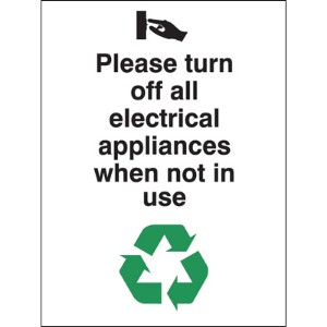 100x75mm Please turn off all electrical appliances Rigid