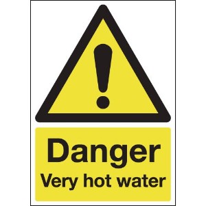 70x50mm Danger Very Hot Water - Rigid