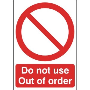 210x148mm Do Not Use Out of Order - Rigid
