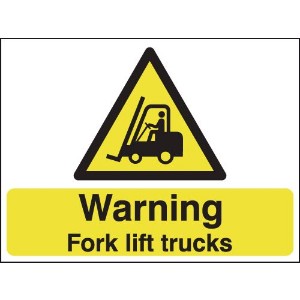 450x600mm Warning Fork Lift Trucks Road Stanchion Sign