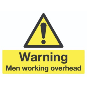 450x600mm Warning Men Working Overhead Road Stanchion Sign