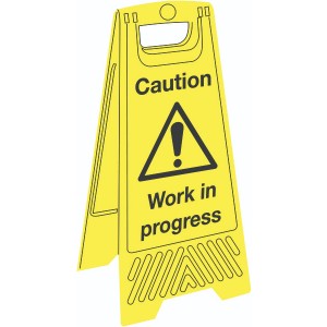 Caution Work In Progress SiteForce® A-Frame Safety Temporary Floor Stand Sign - 600x300mm