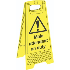 Male Attendant On Duty SiteForce® A-Frame Safety Temporary Floor Stand Sign - 600x300mm