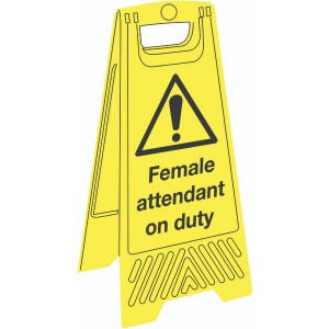 Female Attendant On Duty SiteForce® A-Frame Safety Temporary Floor Stand Sign - 600x300mm