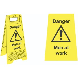 Caution Men At Work SiteForce® A-Frame Safety Temporary Floor Stand Sign - 600x300mm