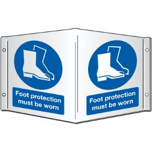 200x400mm Foot protection must be worn Projecting 3D Sign