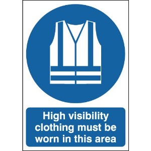 210x148mm High Visibility Clothing Must Be Worn In This Area - Self Adhesive