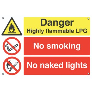 400x600mm Danger Highly Flammable LPG No Smoking No Naked Lights - Aluminium
