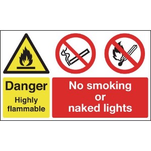 450x600mm Danger Highly Flammable No Smoking No Naked Lights Road Stanchion Sign