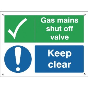 150x200mm Gas Mains Shut Off Valve Keep Clear - Aluminium