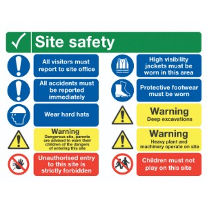 600x800mm Site Safety All Visitors Must Report to Site Office Site Safety Board